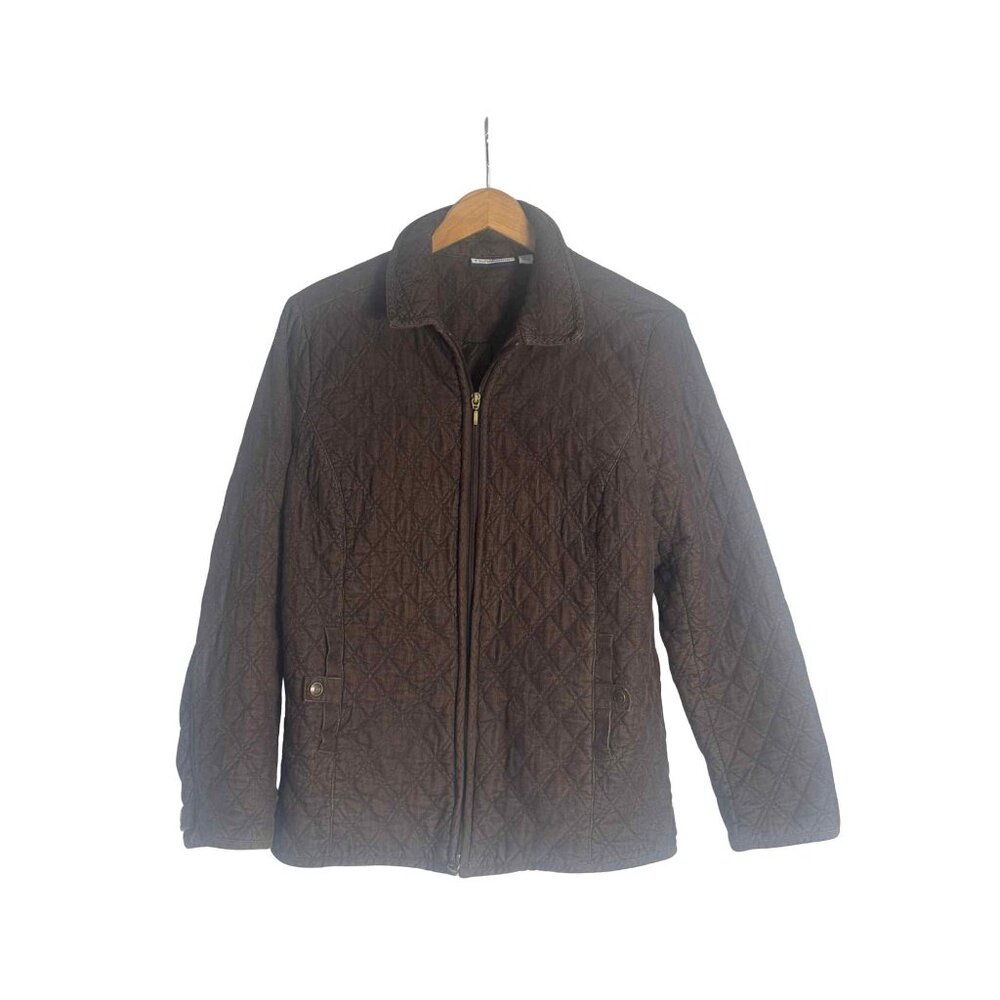 Croft & Barrow Brown Quilted Zip Front Jacket Size M